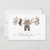 Invitation Little Cowboy Western Watercolor Merci note (Devant)