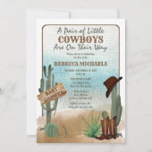 Invitation \Little Cowboys Western Boy Twins Baby shower (Devant)