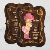 Invitation Little Cowgirl 1er anniversaire (Devant / Derrière)