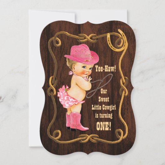Invitation Little Cowgirl 1er anniversaire (Devant)
