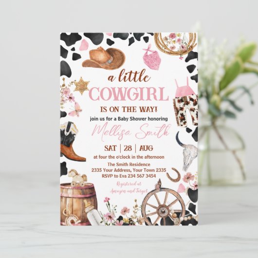 Invitation Little Cowgirl Baby Shower (Debout devant)