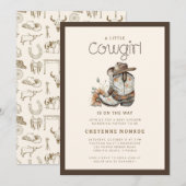 Invitation Little Cowgirl Baby shower occidental moderne (Devant / Derrière)