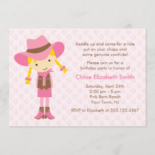 Invitation Little Cowgirl Western Girls Fête d'anniversaire