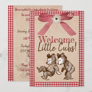 Invitation Little Cubs Twin Genre Baby shower neutre