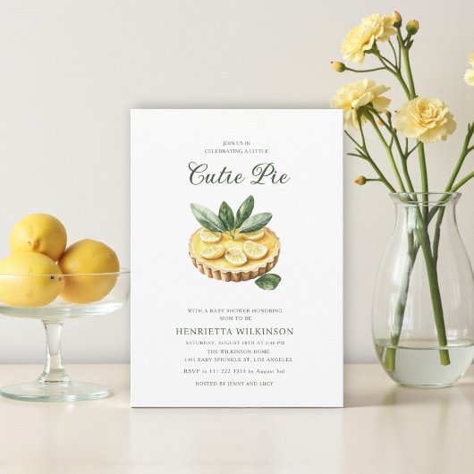 Invitation little cuite pie minimal baby shower