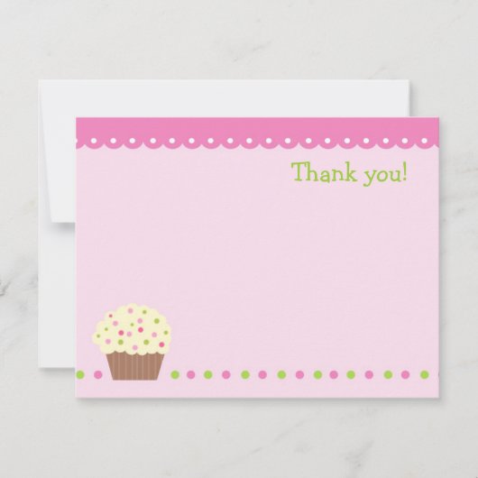 Invitation Little Cupcake Blank Merci Note Cads filles (Devant)