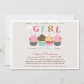 Invitation Little Cupcake C'est une fille Bébé Sprinkle ou Do (Devant)