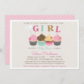 Invitation Little Cupcake C'est une fille Bébé Sprinkle ou Do (Devant / Derrière)