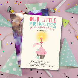 Invitation Little Cupcake Princess Girl's 1st Birthday Party