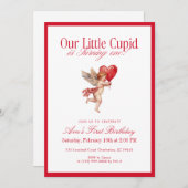 Invitation Little Cupid First Birthday Valentine (Devant / Derrière)