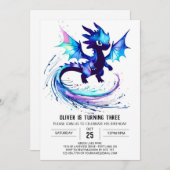 Invitation Little Custom Dragon Digital Boy Anniversaire (Devant / Derrière)