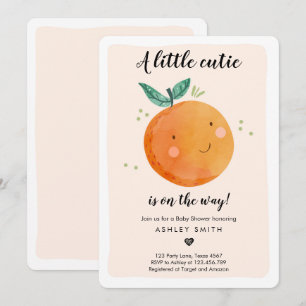 Invitation Little Cutie Baby shower Clementine Genre Neutre