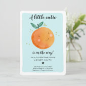 Invitation Little Cutie Baby shower Garçon Clementine Orange (Debout devant)