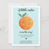 Invitation Little Cutie Baby shower Garçon Clementine Orange (Devant)