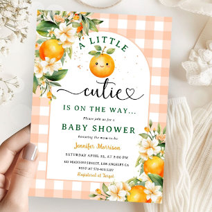 Invitation Little Cutie Baby shower Orange Genre Neutre