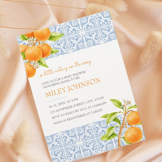 Invitation Little Cutie Carrelage méditerranéen Baby shower o