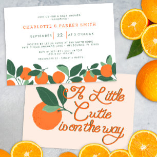Invitation Little Cutie Citrus Botanique Baby shower moderne