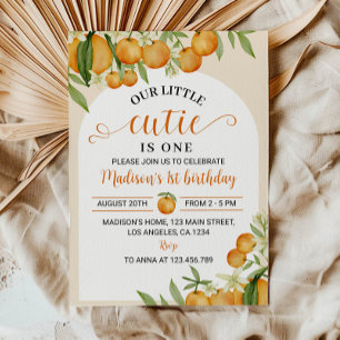 Invitation Little Cutie Citrus Orange 1er anniversaire Invita