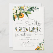 Invitation Little Cutie Citrus Orange Genre Revevela Party (Devant)