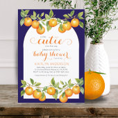 Invitation Little Cutie Citrus Orange Navy Blue Baby shower