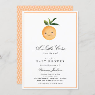 Invitation Little Cutie Clementine Orange Baby shower moderne