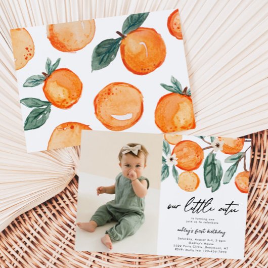 Invitation Little Cutie Clementine Photo Anniversaire Invitat
