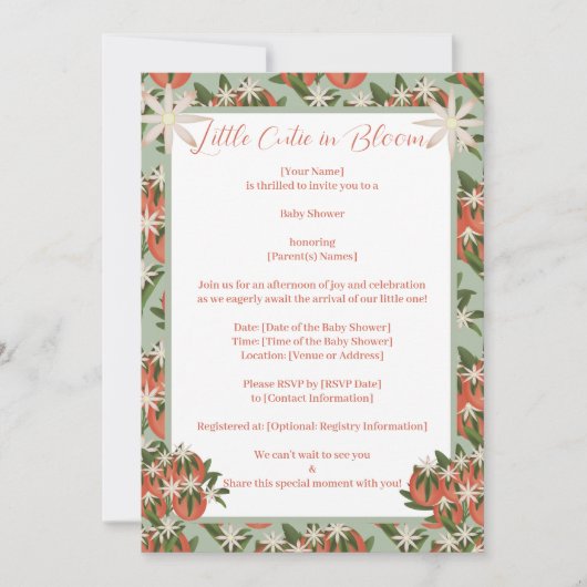 Invitation Little Cutie Clementine Sage | Baby shower Citrus (Devant)