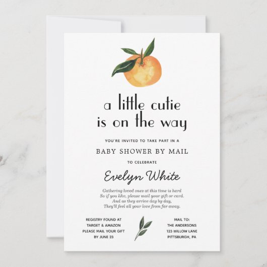 Invitation Little Cutie est sur le chemin Baby shower par cou (Devant)