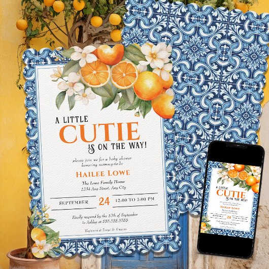 Invitation Little Cutie Est Sur Le Chemin Du Baby shower Modi