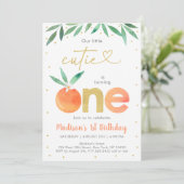 Invitation Little Cutie Green Gold Premier anniversaire (Debout devant)