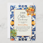 Invitation Little Cutie Italian Blue Tile Citrus Baby Shower (Devant)