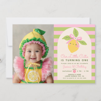 Invitation Little Cutie Lemon Citrus Fruit 1st Birthday Photo