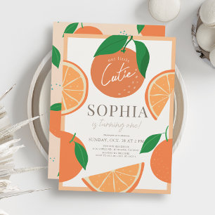 Invitation Little Cutie Modern Orange 1er anniversaire