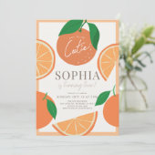 Invitation Little Cutie Moderne Orange Fille Anniversaire (Debout devant)