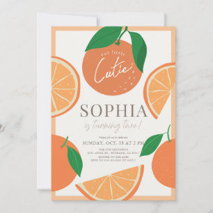 Invitation Little Cutie Moderne Orange Fille Anniversaire