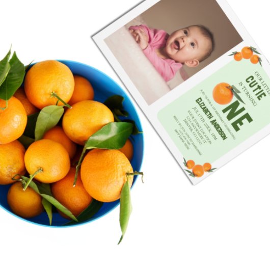 Invitation Little Cutie Orange 1er anniversaire