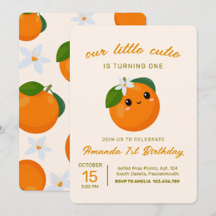 Invitation Little Cutie Orange Citrus 1er Anniversaire Invita