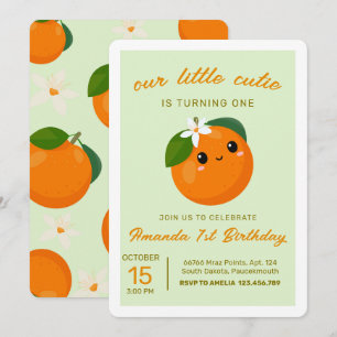 Invitation Little Cutie Orange Citrus 1er Anniversaire Invita