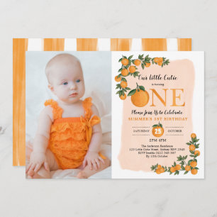 Invitation Little Cutie Orange Citrus 1er Anniversaire Photo