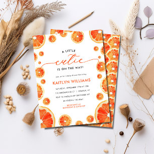 Invitation Little Cutie Orange Citrus Baby shower moderne