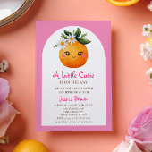 Invitation Little Cutie Orange Citrus Pastel Baby shower rose