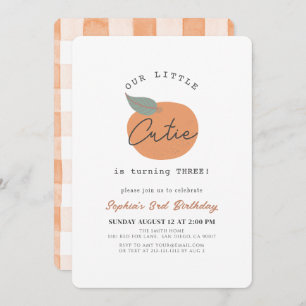 Invitation Little Cutie Orange Clean Anniversaire de enfant
