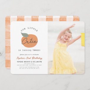 Invitation Little Cutie Orange Clean Anniversaire Photo