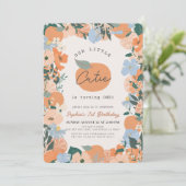 Invitation Little Cutie Orange Floral 1er anniversaire (Debout devant)