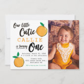 Invitation Little Cutie Orange Photo Premier anniversaire (Devant)