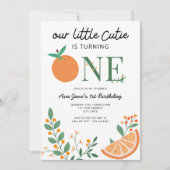 Invitation Little Cutie Orange Thème Premier Anniversaire (Devant)