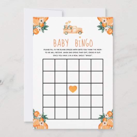 Invitation Little Cutie Oranges Baby shower Bingo bébé (Devant)