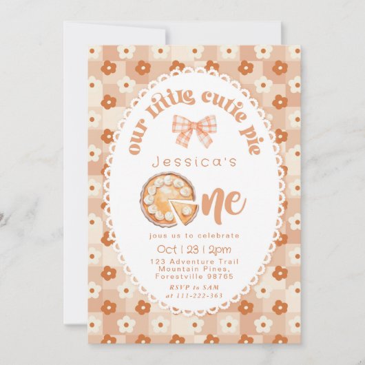 Invitation Little Cutie Pie 1er Anniversaire fleuri (Devant)