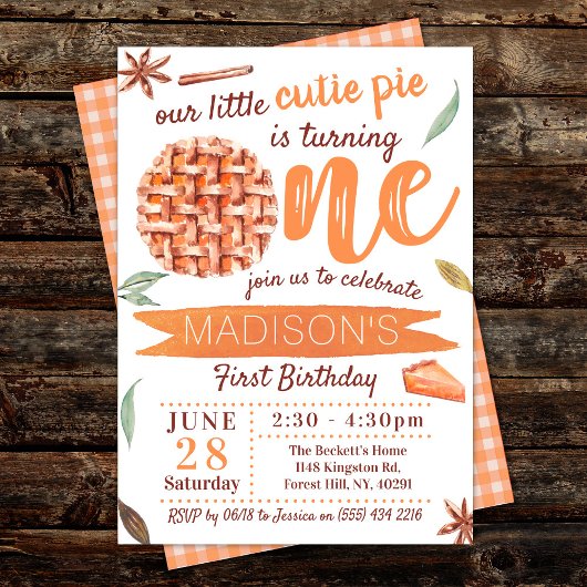 Invitation Little Cutie Pie Automne 1er Anniversaire