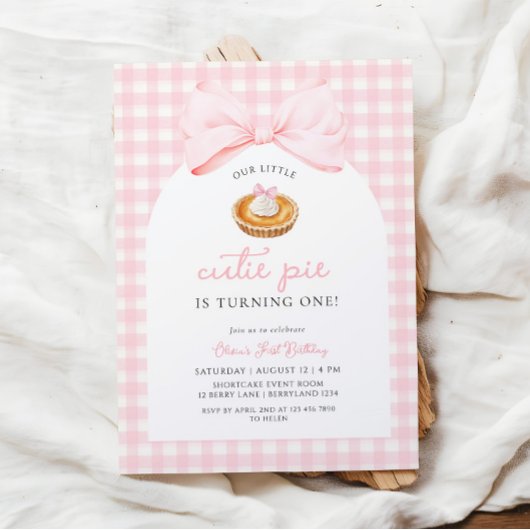 Invitation Little Cutie Pie Coquette Premier anniversaire